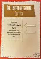 Vorschau - Arbeitsblätter - Checkliste für die Textbeschreibung Lyrik - Deckblatt