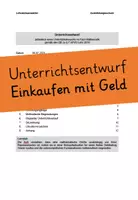 Vorschau - Stundenentwürfe - Unterrichtsentwurf - Einkaufen mit Geld - Mathematik Klasse 1 - Deckblatt
