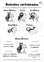 Vista previa - Hojas de trabajo - Animales vertebrados B:N - Portada