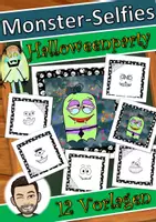 Vorschau - Mal- und Bastelvorlagen - Monsterselfies Kunst, Halloween, Vertretung - Deckblatt