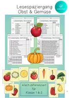 Vorschau - Arbeitsblätter - Lesespaziergang OBST und GEMÜSE - 4 Differenzierungen - Deckblatt