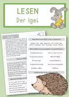 Vorschau - Arbeitsblätter - Leseverständnis Igel - Kopiervorlage - Deckblatt