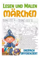 Vista previa - Hojas de trabajo - Lesen und Malen MÄRCHEN Deutsch - Portada