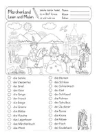Vista previa - Hojas de trabajo - Lesen und Malen MÄRCHEN Deutsch - página 1
