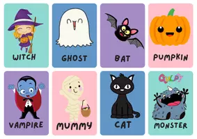 Vista previa - Manualidades / Dibujos para colorear - Halloween flashcards - Portada