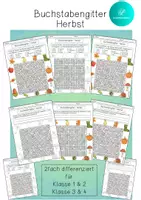 Vorschau - Arbeitsblätter - Buchstabengitter HERBST Suchsel 2fach differenziert - Deckblatt