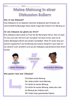 Vorschau - Arbeitsblätter - Meine Meinung in eine Diskussion äußern - Infoblatt / Arbeitsblatt DaZ / Deutsch - Deckblatt