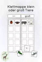 Vorschau - Arbeitsblätter - Klein oder groß Klettmappe Tiere - Deckblatt