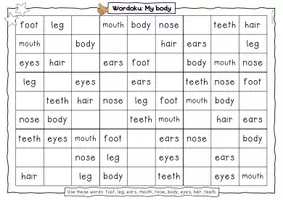 Vorschau - Arbeitsblätter - Spiel Wordoku "My body" - Seite 3