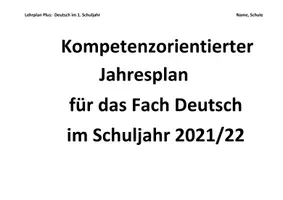 Vorschau - Lehrpläne/Lehrermaterial - Jahresplan Stoffverteilungsplan: Deutsch (Klasse 1, Bayern) - Seite 1