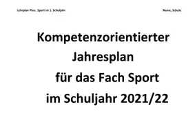 Vorschau - Lehrpläne/Lehrermaterial - Jahresplan Stoffverteilungsplan: Sport (Klasse 1, Bayern) - Seite 1