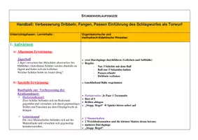 Vorschau - Stundenentwürfe - Handball 3: Dribbeln, Fangen, Passen, Schlagwurf - Seite 1