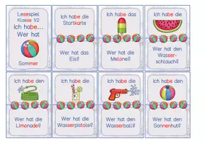 Vorschau - Spiele - Lesespiel Sommer für die Klasse 1 & 2 in Silbenschrift - Seite 1