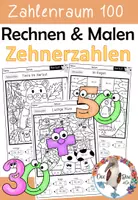 Vorschau - Arbeitsblätter - Herbst - Rechnen und Malen Zehnerzahlen / Nachbarzehner Zahlenraum 100 - Deckblatt