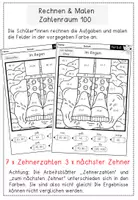 Vorschau - Arbeitsblätter - Herbst - Rechnen und Malen Zehnerzahlen / Nachbarzehner Zahlenraum 100 - Seite 1