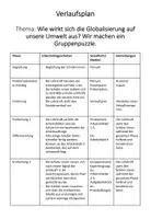 Vorschau - Stundenentwürfe - Verlaufsplan: Folgen der Globalisierung für die Umwelt / Gruppenpuzzle - Seite 1