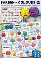 Vorschau - Stationenlernen - Farben (D) / Colours (Eng) - Spielbrett Wortschatz - Deckblatt