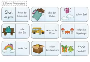 Vorschau - Aufgabenkarten - Domino Präpositionen 3-fach differenziert - Seite 3