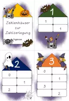 Vorschau - Arbeitsblätter - Gruselige Zahlenhäuser bis 10 Vorschule/Klasse 1 - Seite 1