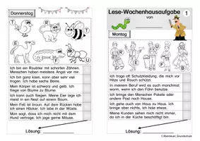 Vorschau - Arbeitsblätter - Wochenhausaufgabe Leserätsel - Seite 1