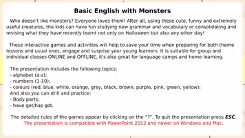 Vorschau - Stationenlernen - Basic English with Monsters (PowerPoint) - Seite 1