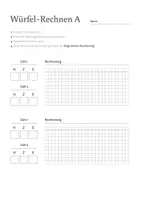 Vorschau - Arbeitsblätter - Würfel Subtraktion Tausenderraum - Deckblatt