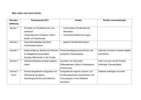 Vorschau - Lehrpläne/Lehrermaterial - Planungsraster Mein Leben und meine Familie - Seite 1