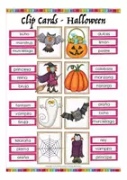 Vista previa - Juegos / Gamificación - Halloween Español Clip Cards - página 1
