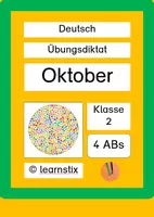 Vorschau - Arbeitsblätter - D | Kl. 2 | Übungsdiktat Oktober | Übungen | 4 ABs - Deckblatt
