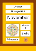 Vorschau - Arbeitsblätter - D | Kl. 2 | Übungsdiktat November | Übungen | 5 ABs - Deckblatt