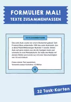 Vorschau - Aufgabenkarten - Task-Karten: Formulier mal! Texte zusammenfassen - Deckblatt