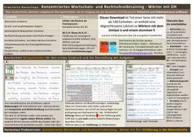 Vorschau - Arbeitsblätter - Konzentriertes Wortschatz- und Rechtschreibtraining - Wörter mit dem Umlaut ü vor einem stummen h - Seite 1