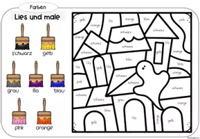 Vorschau - Arbeitsblätter - Halloween Freebie (Mathe, Deutsch, Englisch - Ausmalübung Klasse 1-4) #huhuhalloween - Seite 2