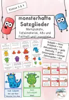 Vorschau - Arbeitsblätter - Satzglieder Monster Materialpaket (Merkplakat, Tafelmaterial, ABs und 3 Lesespiele) - Deckblatt