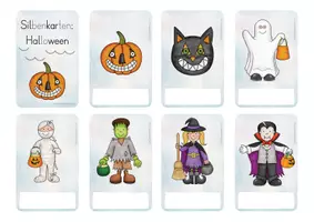 Vorschau - Fördermaterial/Inklusion - Silbenkarten Halloween Übung Deutsch - Seite 1