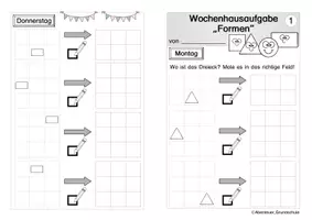 Vorschau - Arbeitsblätter - Wochenhausaufgabe Flächenformen Geometrie - Seite 1
