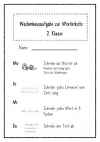 Vorschau - Arbeitsblätter - Wochenhausaufgabe zur Wörterkiste 2 - Seite 2