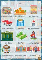 Vorschau - Stundenentwürfe - Orte in der Stadt (Dativ/Akkusativ) - Brettspiel A4 zum Deutsch lernen - Seite 2