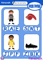 Vista previa - Hojas de trabajo - Letter Phonic Recognition Worksheets -SOCCER/FOOTBALL- - página 1