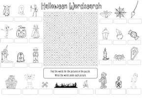 Vorschau - Arbeitsblätter - Halloween Word Search und Scrambled Words - Differenziert - Seite 1