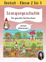 Vorschau - Stundenentwürfe - Lesespur / Lesespurgeschichte "Die gesuchte Gartenschere" (vierfach differenziert) - Deckblatt