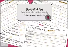 Vorschau - Arbeitsblätter - Herbstsätze - Schreibe die Sätze fertig - Deckblatt