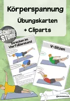 Vorschau - Bildkarten - Körperspannung - differenzierte Aufgabenkarten + Cliparts - Deckblatt