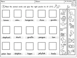 Vorschau - Arbeitsblätter - Zoo and wild animals Freebie - Body Parts & Activities - Seite 1