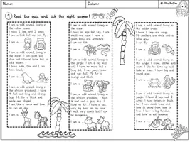 Vorschau - Arbeitsblätter - Zoo and wild animals Freebie - Body Parts & Activities - Seite 2