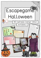 Vorschau - Stationenlernen - Halloween Escapespiel oder Schnitzeljagd (ab Klasse 2) - Deckblatt