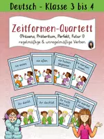 Vorschau - Spiele - Zeitformen-Quartett (Präsens, Präteritum, Perfekt, Futur I) (regelmäßige und unregelmäßige Verben) - Deckblatt