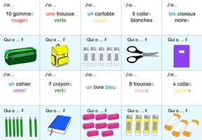 Vorschau - Arbeitsblätter - Lesespiel/Domino - Schulsachen - Les affaires scolaires -Französisch - Seite 1