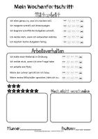 Vorschau - Arbeitsblätter - Mein Wochenfortschritt - Erste Selbstevaluation zum Arbeitsverhalten und Mitarbeit - Deckblatt