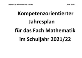 Vorschau - Lehrpläne/Lehrermaterial - Jahresplan Stoffverteilungsplan: Mathematik (Klasse 1, Bayern) - Seite 1